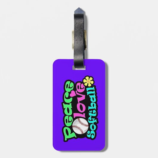 Vrede, liefde, Softball Bagagelabel (Achterkant verticaal)