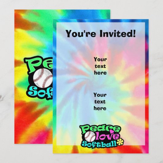 Vrede, liefde, Softball Kaart (Voorkant / Achterkant)