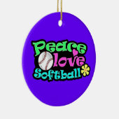 Vrede, liefde, Softball Keramisch Ornament (Rechts)