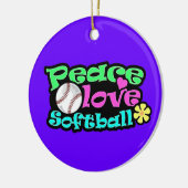 Vrede, liefde, Softball Keramisch Ornament (Links)