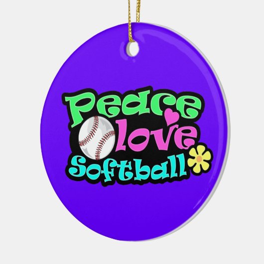 Vrede, liefde, Softball Keramisch Ornament (Links)