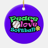 Vrede, liefde, Softball Keramisch Ornament (Achterkant)