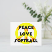 Vrede, liefde, Softball met vredesteken Briefkaart (Staand voorkant)