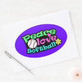 Vrede, liefde, Softball Ovale Sticker (Envelop)