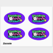 Vrede, liefde, Softball Ovale Sticker (Vel)