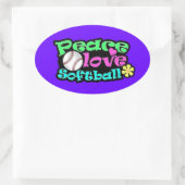 Vrede, liefde, Softball Ovale Sticker (Tas)
