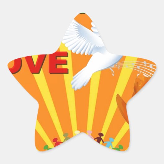 Vrede & Liefde Ster Sticker (Voorkant)