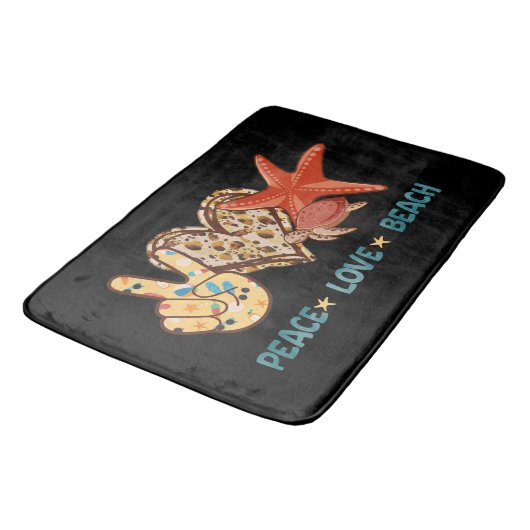 Vrede, liefde, strand | Hand-vrede, hart, schildpa Badmat (Gekanteld)