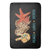 Vrede, liefde, strand | Hand-vrede, hart, schildpa Badmat (Voorkant Verticaal)