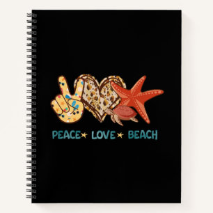 Vrede, liefde, strand Hand-vrede, hart, schildpa Notitieboek