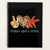 Vrede, liefde, strand | Hand-vrede, hart, schildpa Planner (Voorkant)