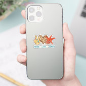 Vrede, liefde, strand | Hand-vrede, hart, schildpa Sticker (Telefoon)