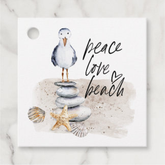 Vrede Liefde Strand Zeemeeuw Kust Bedankjes Labels