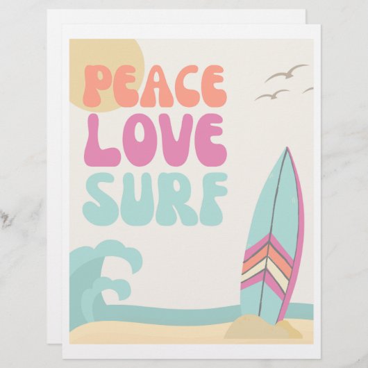 Vrede, liefde, Surf | Teken van de partij Surf | B (Voorkant / Achterkant)