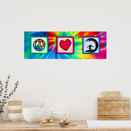 Vrede, liefde, surfen poster (Keuken)