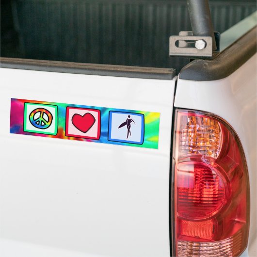 Vrede, liefde, surfer meisjes bumpersticker (Op Truck)