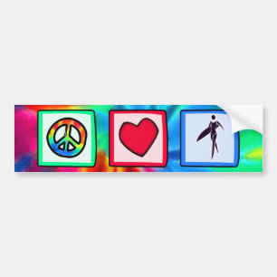 Vrede, liefde, surfer meisjes bumpersticker