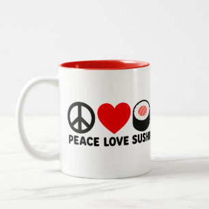Vrede Liefde Sushi Schattig Japans Voedsel Cadeau Tweekleurige Koffiemok
