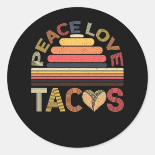 Vrede Liefde Tacos Retro  Mexicaans Taco eten F Ronde Sticker