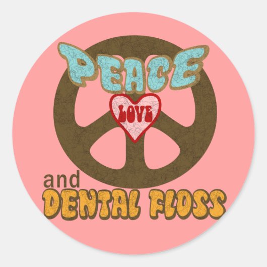 Vrede Liefde Tandfloss Ronde Sticker (Voorkant)