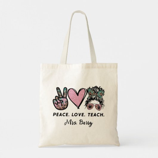 Vrede, liefde, Teach Tote Bag (Achterkant)