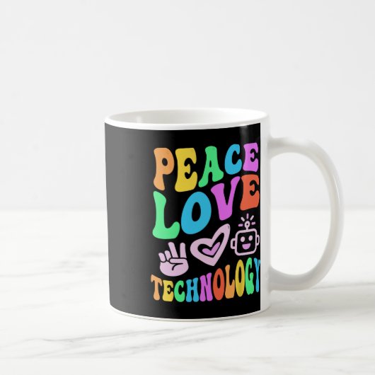 Vrede Liefde Technologie Retro Computer Teach Koffiemok (Rechts)