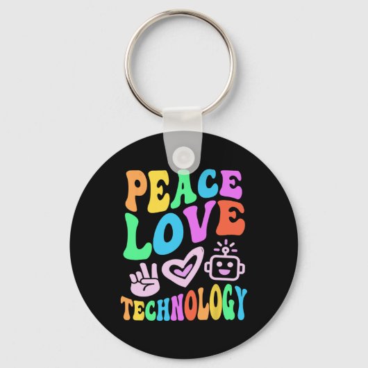 Vrede Liefde Technologie Retro Computer Teach Sleutelhanger (Voorkant)