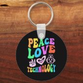 Vrede Liefde Technologie Retro Computer Teach Sleutelhanger (Voorkant)