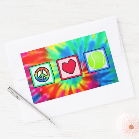 Vrede, liefde, Tennis Rechthoekige Sticker (Envelop)
