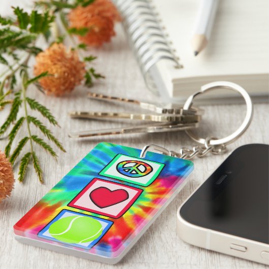 Vrede, liefde, Tennis Sleutelhanger (Voorkant Rechts)