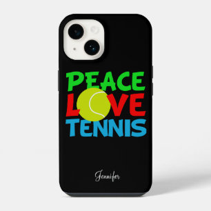 Vrede Liefde Tennis Speler Schattig Persoonlijk Zw iPhone 14 Hoesje