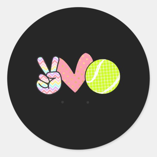 Vrede Liefde Tennis Voor N Little Ronde Sticker (Voorkant)