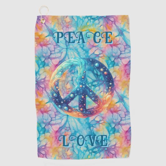 Vrede Liefde Tie-Dye Golfhanddoek (Voorkant)