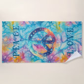 Vrede Liefde Tie-Dye Strandlaken (Voorkant)