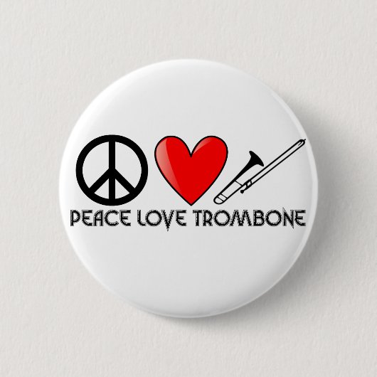 Vrede, liefde, trombone ronde button 5,7 cm (Voorkant)