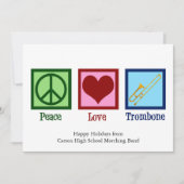 Vrede Liefde Trombone Speler Schattig Aangepast Feestdagenkaart (Voorkant)