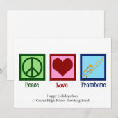 Vrede Liefde Trombone Speler Schattig Aangepast Feestdagenkaart (Voorkant / Achterkant)