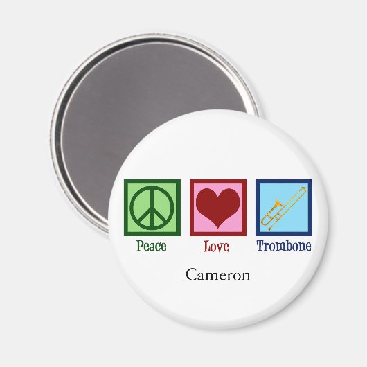 Vrede Liefde Trombone Speler Schattige Custom Magneet (Voorkant / Achterkant)