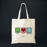 Vrede Liefde Trombone Speler Schattige Custom Tote Bag<br><div class="desc">Custom Peace Love Trombone canvas tas voor een lid van de marcherende band die graag een koperblaasinstrument speelt. Een schattig vredesteken,  hart en trombone op een gepersonaliseerd geschenk.</div>