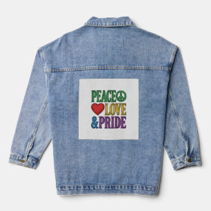 Vrede Liefde Trots Vintage Gravure Vector Design_1 Denim Jacket