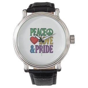 Vrede Liefde Trots Vintage Gravure Vector Design_1 Horloge