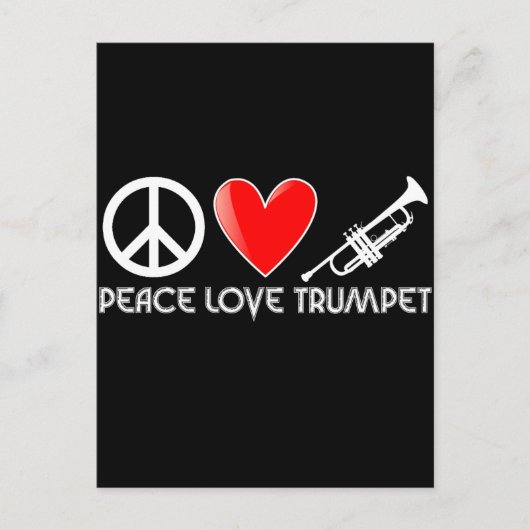 Vrede, liefde, Trumpet Briefkaart (Voorkant)
