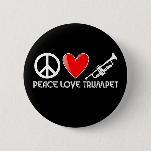 Vrede, liefde, Trumpet Ronde Button 5,7 Cm (Voorkant)