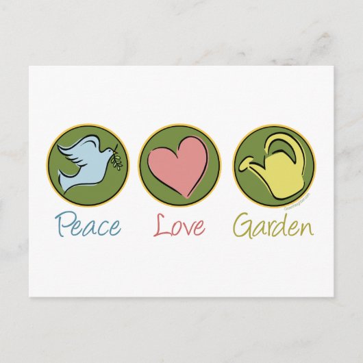 Vrede, liefde, tuin briefkaart (Voorkant)