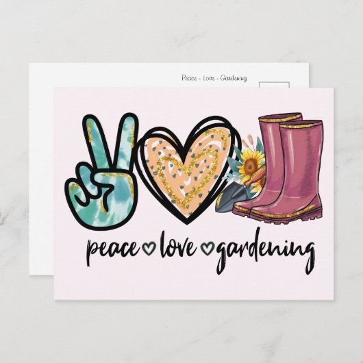 Vrede - Liefde - Tuinieren Briefkaart (Voorkant / Achterkant)