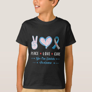 Vrede Liefde Type Eén Diabetes Bewustzijn Mannen V T-shirt