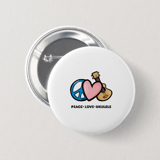 Vrede, liefde, Ukulele Ronde Button 5,7 Cm (Voorkant /achterkant)
