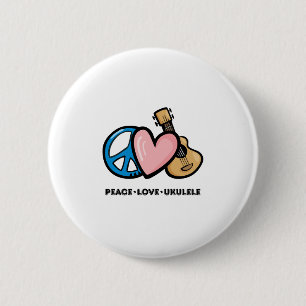 Vrede, liefde, Ukulele Ronde Button 5,7 Cm