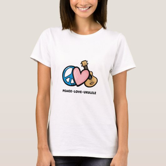 Vrede, liefde, Ukulele T-shirt (Voorkant)