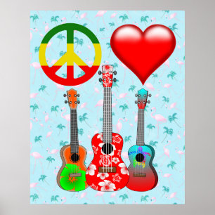 Vrede Liefde Ukuleles Poster